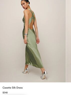 Reformation Artichoke Green Casette Silk Dress